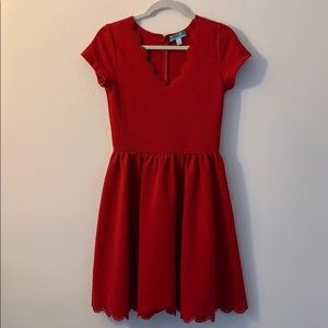 Francescas Red Scalloped edge a-line dress